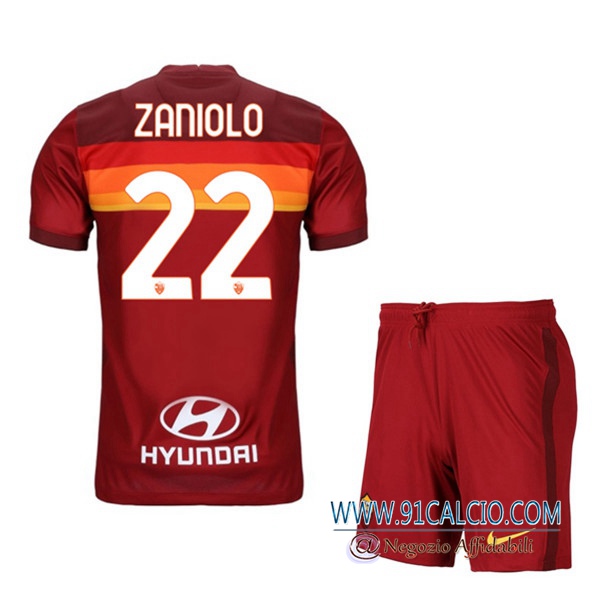 Maglie Calcio AS Roma (ZANIOLO 22) Bambino Prima 2020 2021
