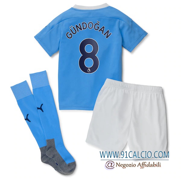 Maglia Calcio Manchester City (Gundogan 8) Bambino Prima 2020 2021 ...