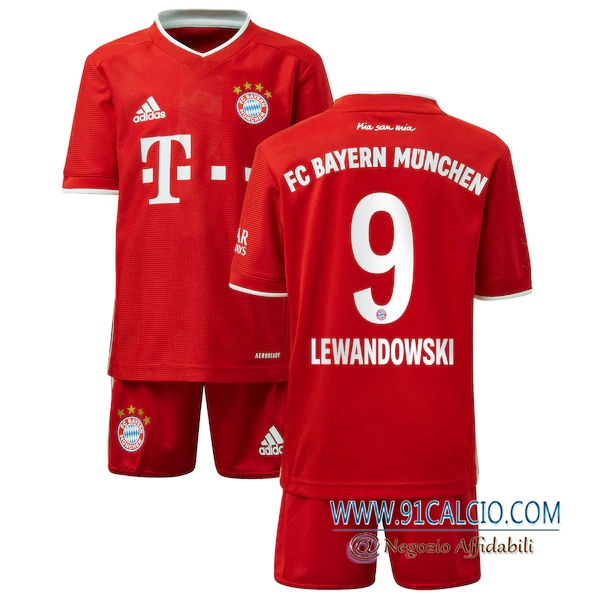 Maglie Calcio Bayern Monaco (Lewandowski 9) Bambino Prima 2020 2021