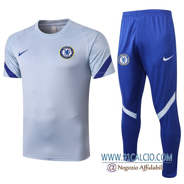 Kit Maglia Allenamento FC Chelsea + Pantaloni Grigio 2020 2021