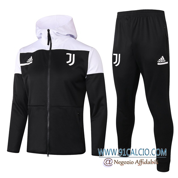Tuta Allenamento Juventus Nero 2020 2021 Giacca con cappuccio + Pantaloni