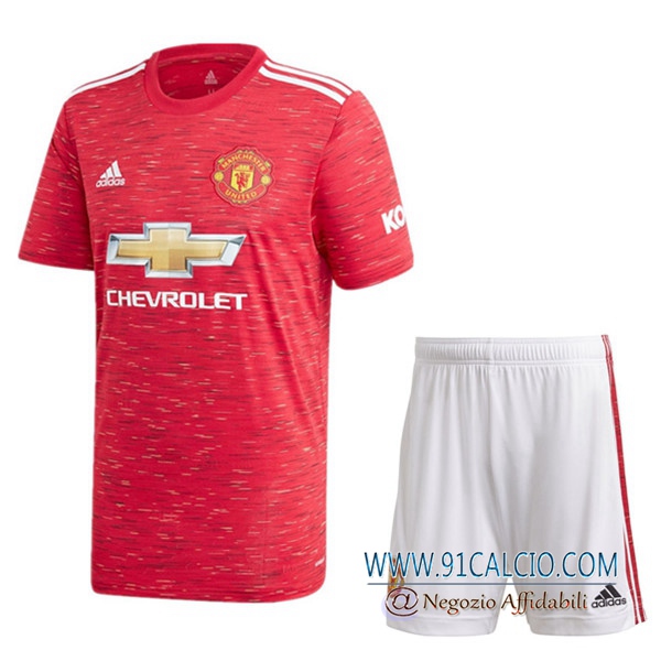 Kit Maglia Calcio Manchester United Prima + Pantaloncini 2020 2021