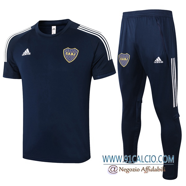 Kit Maglia Allenamento Boca Juniors + Pantaloni Blu Royal 2020 2021