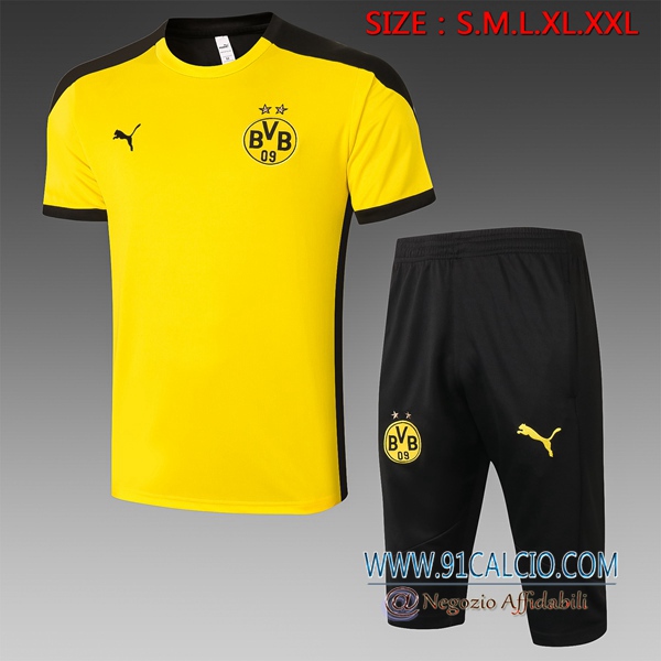 Kit Maglia Allenamento Dortmund BVB + Pantaloni 3/4 Giallo 2020 2021