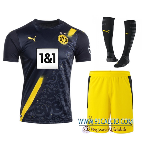 kit Maglia Calcio Dortmund BVB Seconda (Pantaloncini Calzini) 2020 ...