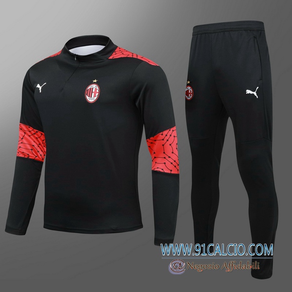 Tuta Allenamento Milan AC Bambino Nero 2020 2021 | Felpa + Pantaloni