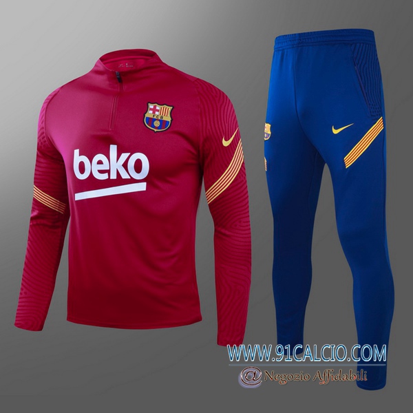 Tuta Allenamento FC Barcellona Bambino Rosso 2020 2021 | Giacca + Pantaloni