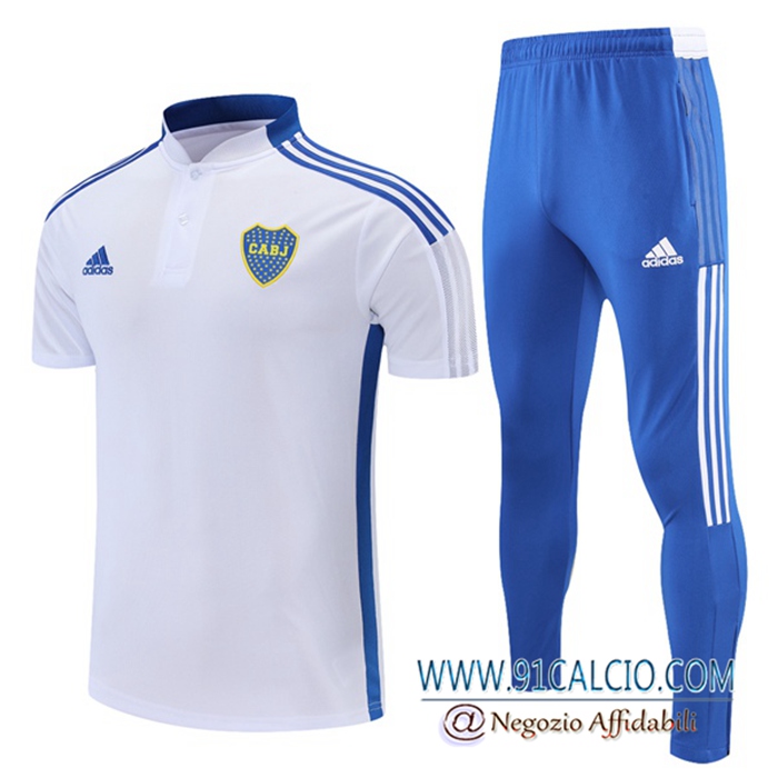 Kit Maglia Polo Boca Juniors + Pantaloni Bianca/Blu 2021/2022
