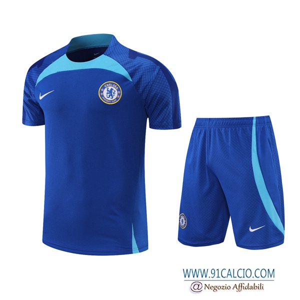 T Shirt Allenamento +Pantaloncini FC Chelsea Blu 2022/2023