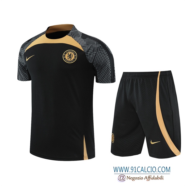 T Shirt Allenamento +Pantaloncini FC Chelsea Nero 2022/2023