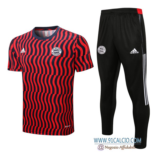 T Shirt Allenamento + Pantaloni Bayern Monaco Rosso/Nero 2022/2023