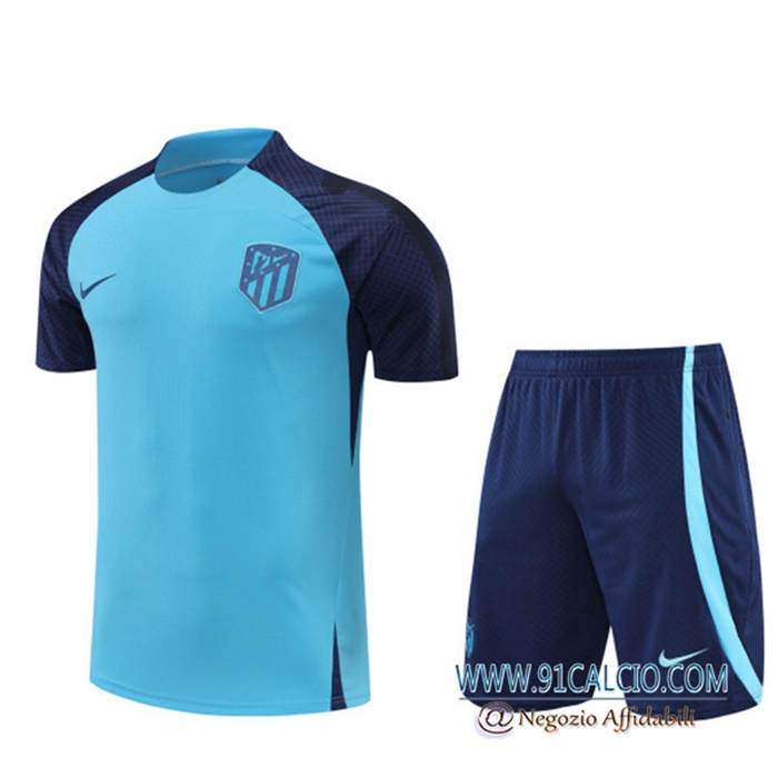 Kit Maglia Allenamento + Pantaloncinis Atletico Madrid Blu 2022/2023