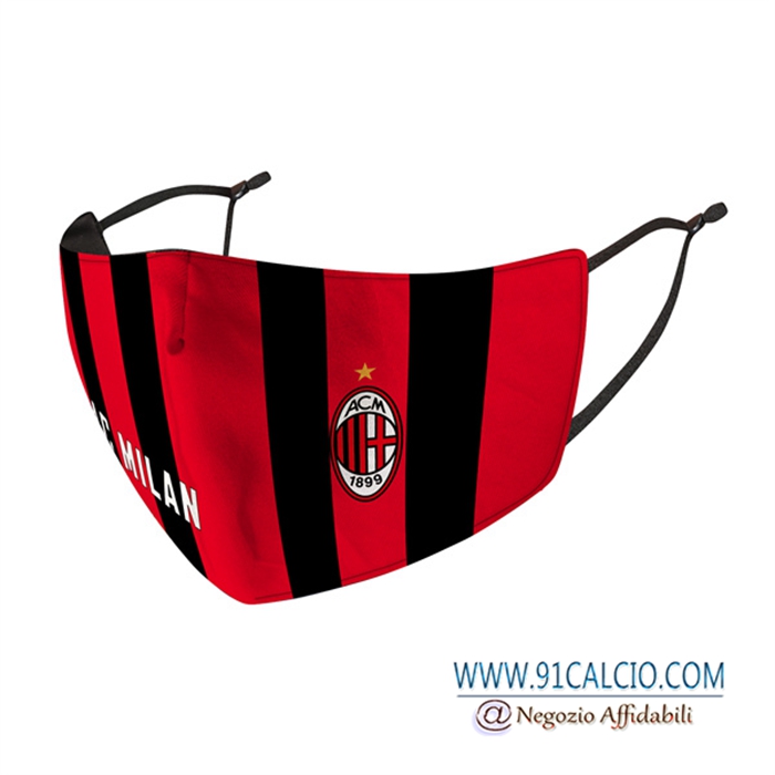 Mascherine Calcio AC Milan Rosso/Nero Reutilisable