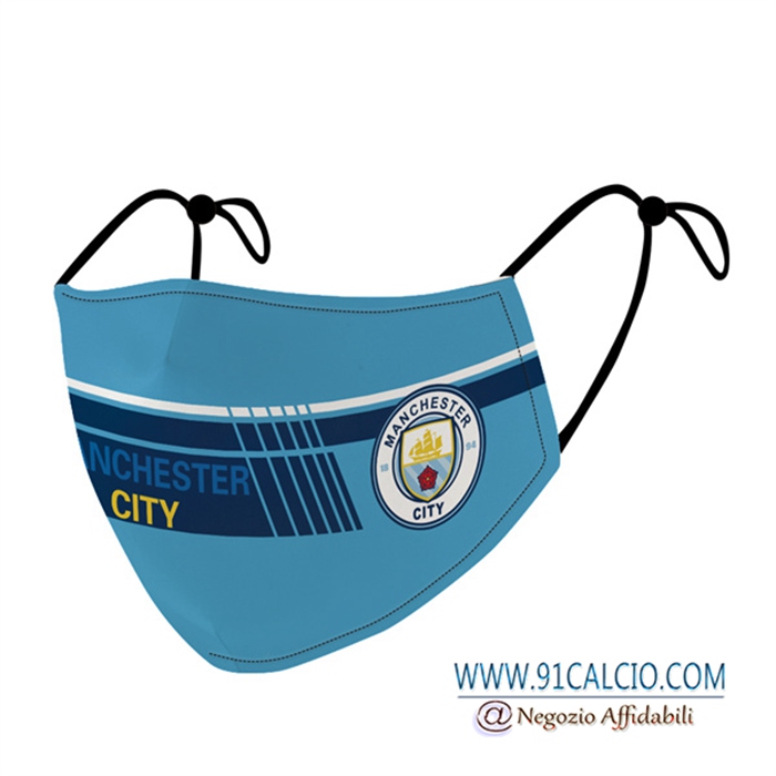 Mascherine Calcio Manchester City Blu Reutilisable