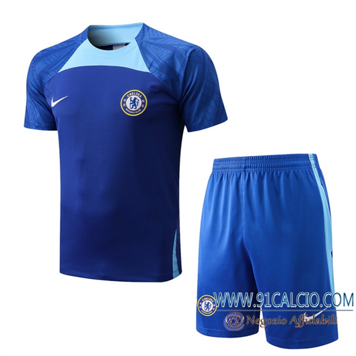 Kit Maglia Allenamento FC Chelsea + Pantaloncini Blu 2022/2023