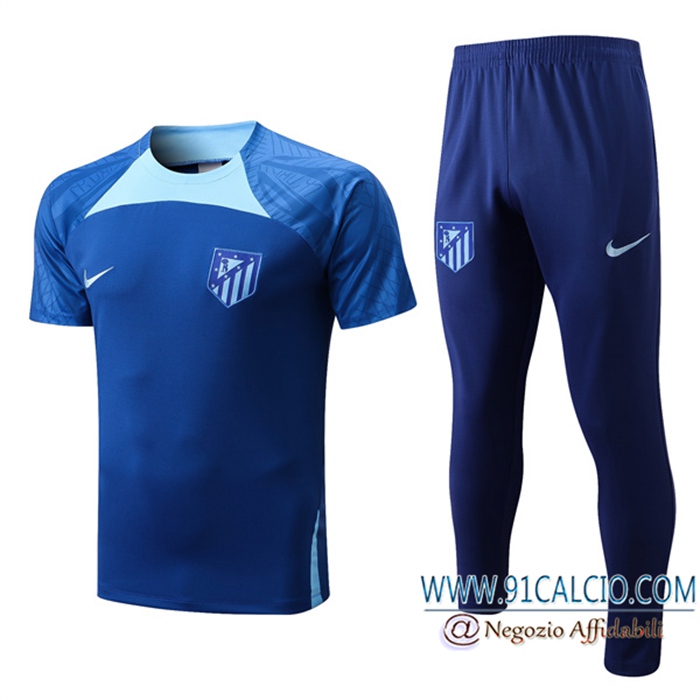 Kit Maglia Allenamento Atletico Madrid + Pantaloni Blu 2022/2023