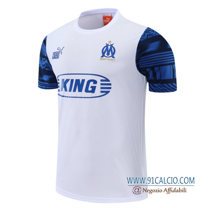 T Shirt Allenamento Marsiglia OM Bianco/Blu 2022/2023