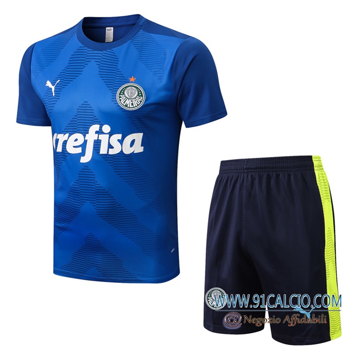 T Shirt Allenamento + Pantaloncini Palmeiras Blu 2022/2023