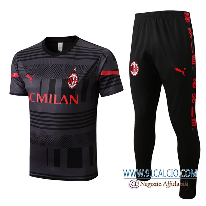 T Shirt Allenamento + Pantaloni AC Milan Nero 2022/2023