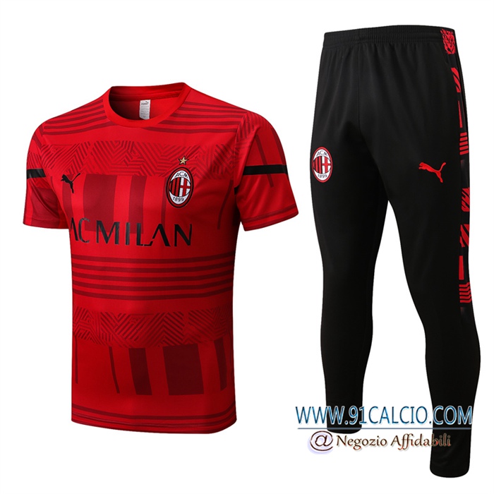 T Shirt Allenamento + Pantaloni AC Milan Rosso 2022/2023