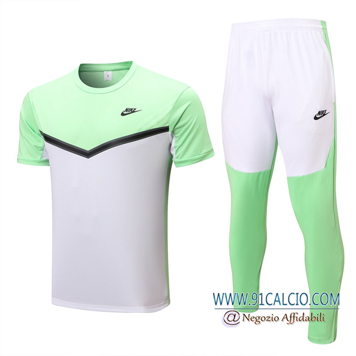 T Shirt Allenamento + Pantaloni Nike Verde/Bianco 2022/2023