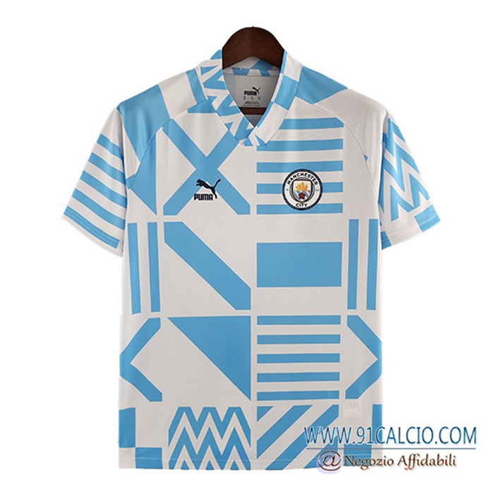 T Shirt Allenamento Manchester City Bianco/Blu 2022/2023