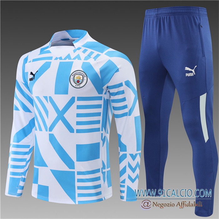 Insieme Tuta Calcio Manchester City Bambino Blu/Bianco 2022/2023