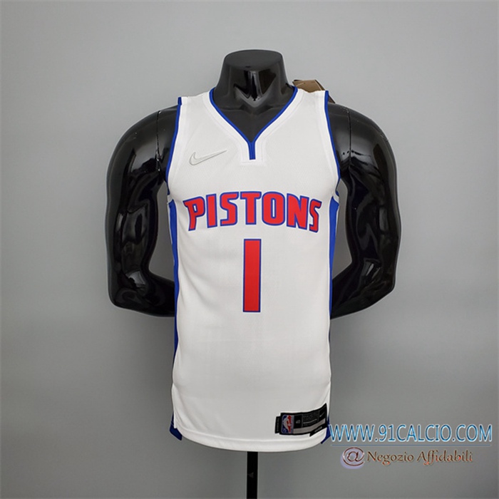 Maglia Detroit Pistons (Iverson #1) Bianco 75th Anniversary