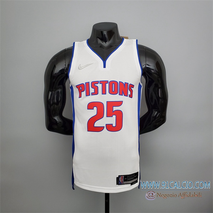 Maglia Detroit Pistons (Rosa #25) Bianco 75th Anniversary