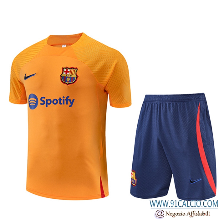 Kit Maglia Allenamento + Pantaloncini FC Barcellona Giallo 2022/2023