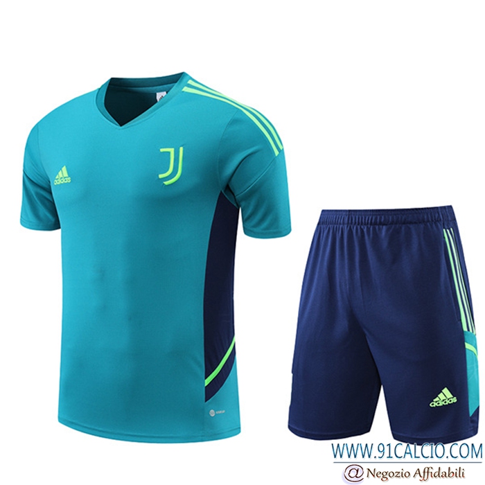 Kit Maglia Allenamento + Pantaloncini Juventus Verde 2022/2023