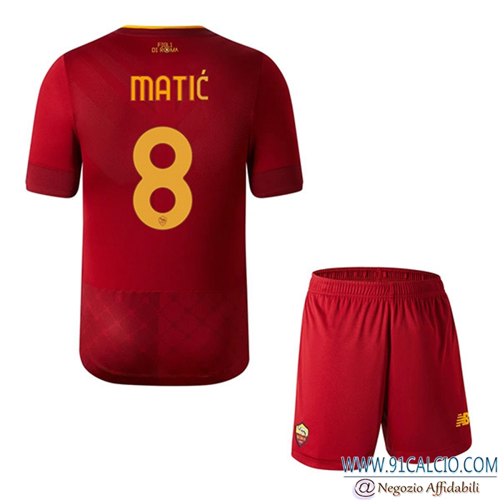 Maglie Calcio AS Roma (MATIĆ #8) Bambino Prima 2022/23