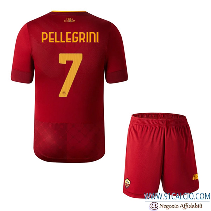 Maglie Calcio AS Roma (PELLEGRINI #7) Bambino Prima 2022/23