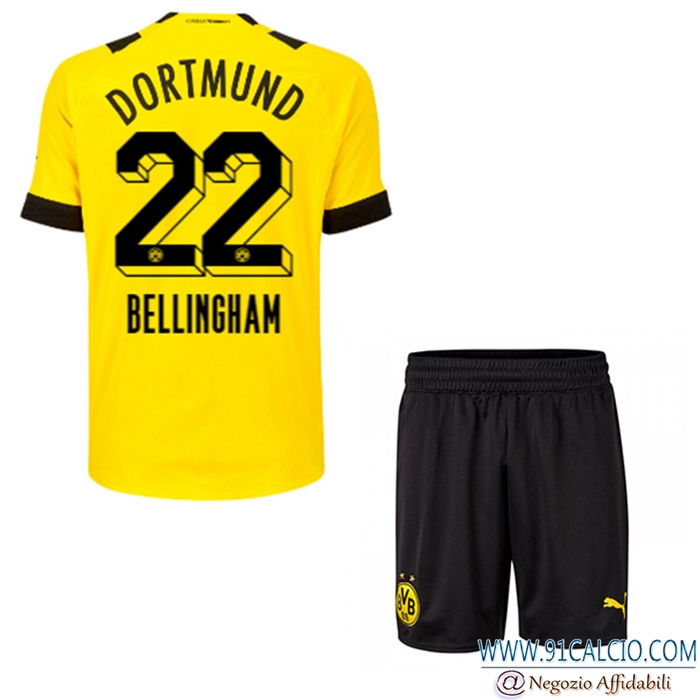Maglie Calcio Dortmund BVB (BELLINGHAM #22) Bambino Prima 2022/23