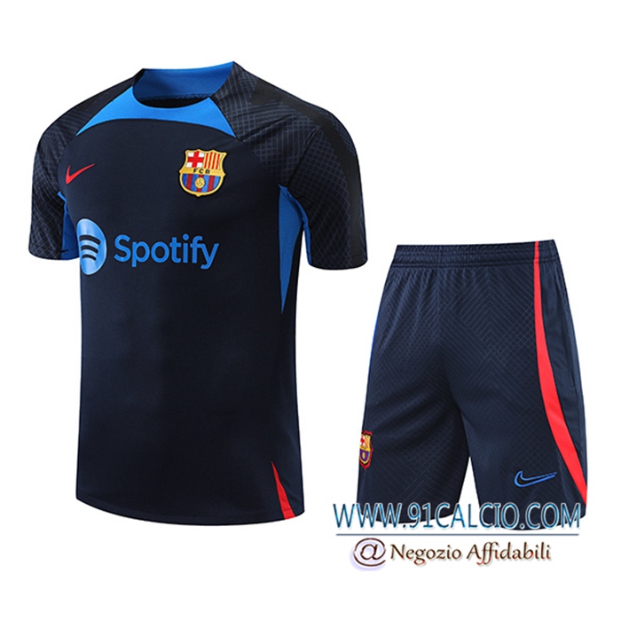 Kit Maglia Allenamento + Pantaloncini FC Barcellona Blu Marin 2022/2023
