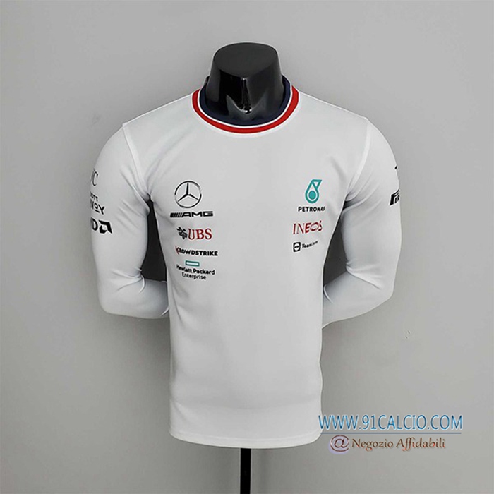 T-Shirt Manica Lunga F1 Mercedes Benz Team Bianco 2022