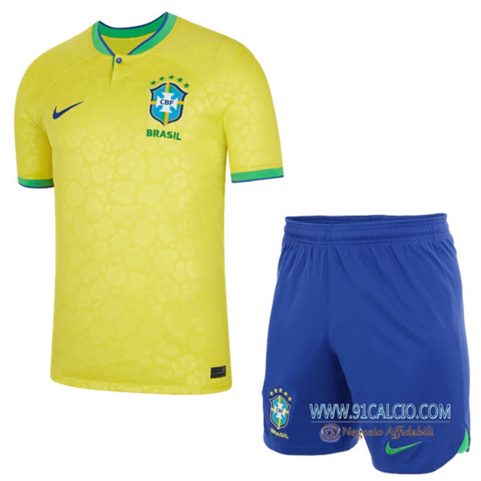 Maglie Calcio Brasile Prima + Pantaloncini Coppa Del Mondo 2022
