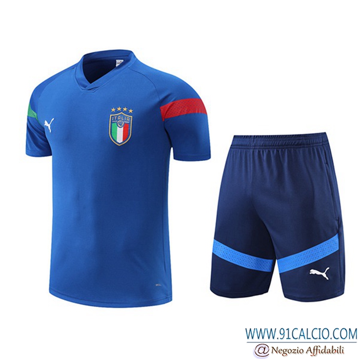 Insieme T Shirt Allenamento + Pantaloncini Italia Blu 2022/2023