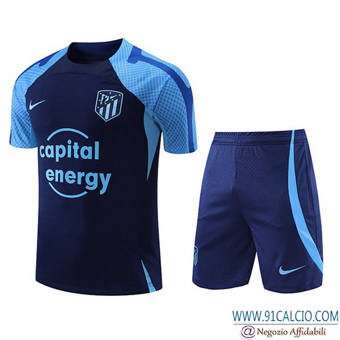 Insieme T Shirt Allenamento + Pantaloncini Atletico Madrid Blu Navy 2022/2023