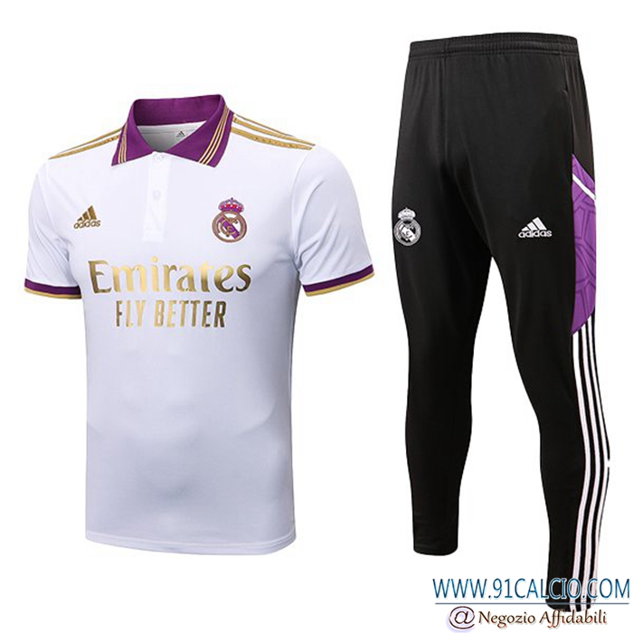 Kit Maglia Polo Real Madrid + Pantaloni Bianco 2022/2023