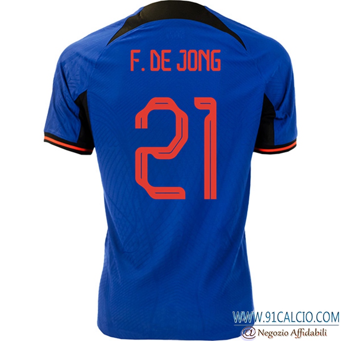 Maglie Nazionali Calcio Paesi Bassi (F.DE JONG #21) 2022/2023 Seconda
